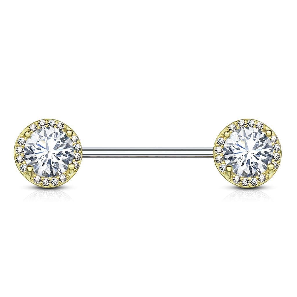 Piercing do bradavky chirurgická ocel se zirkony - náhled 2