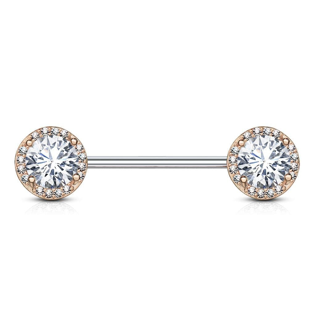 Piercing do bradavky chirurgická ocel se zirkony - náhled 3