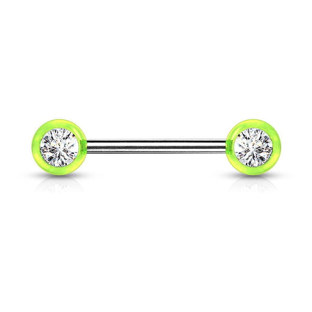 Piercing do bradavky chirurgická ocel se zirkony (fialový) - náhled 3