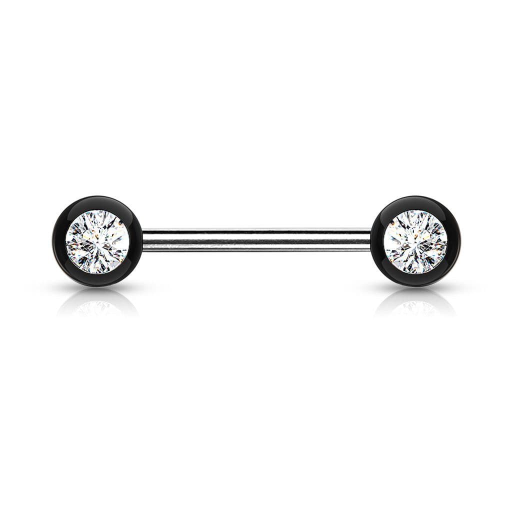 Piercing do bradavky chirurgická ocel se zirkony (fialový) - náhled 4