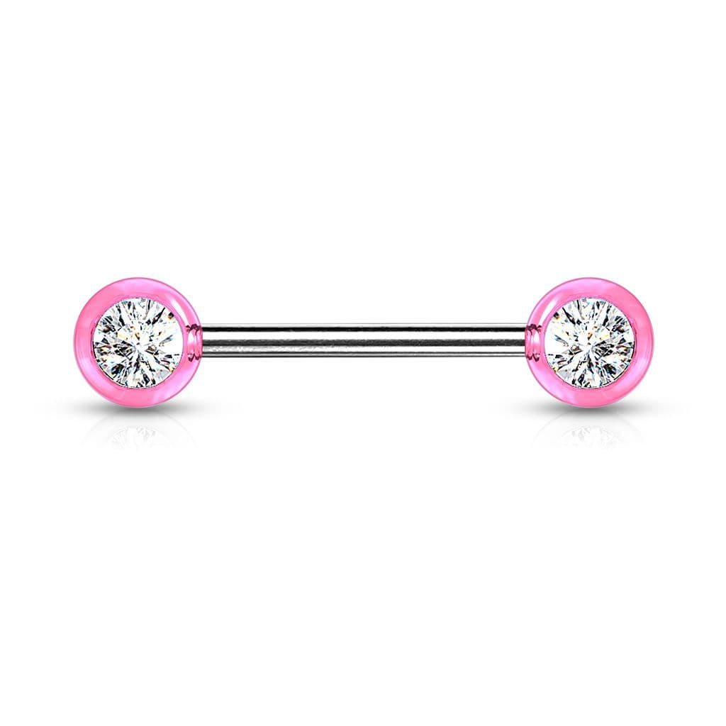 Piercing do bradavky chirurgická ocel se zirkony (fialový) - náhled 5