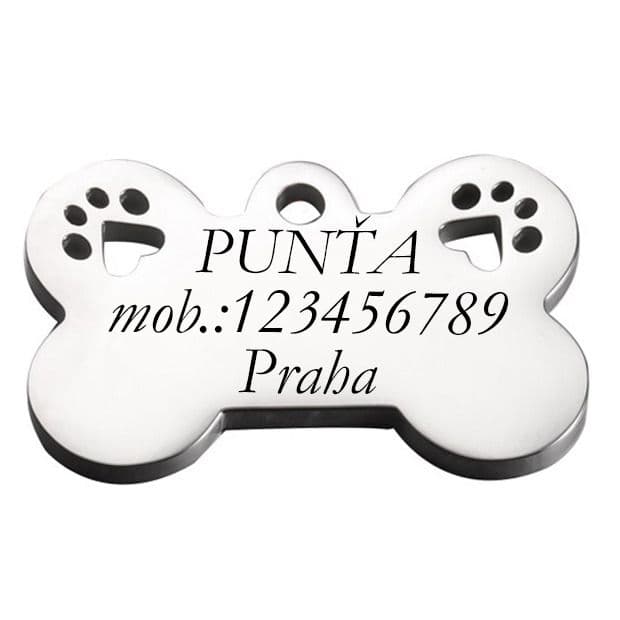 S4U Ocelová psí známka - kost - PZ036 - náhled 2