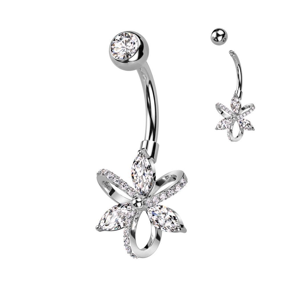 Piercing do pupíku - kytička (stříbrná) - náhled 1