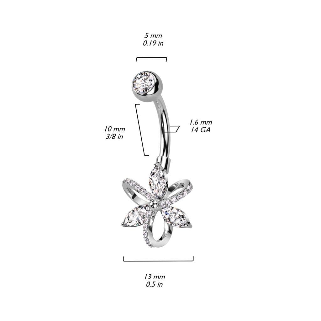 Piercing do pupíku - kytička (stříbrná) - náhled 5