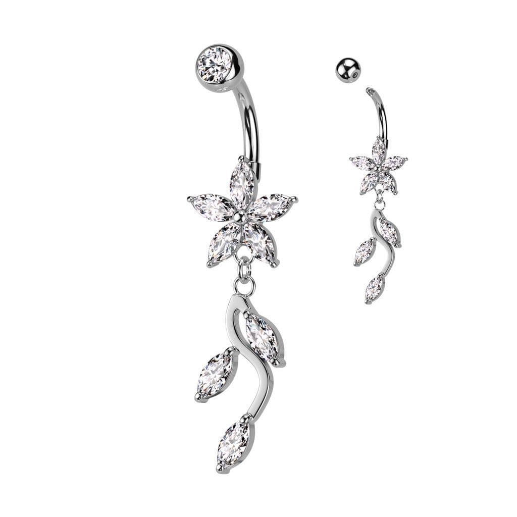Piercing do pupíku - kytička (stříbrná) - náhled 1