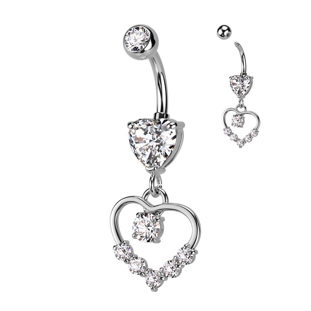 Piercing do pupíku - srdíčko (stříbrná) - náhled 1
