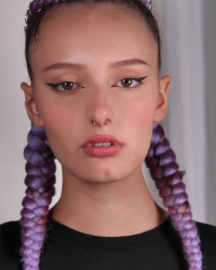 Zlacený falešný magnetický septum piercing do nosu - NS0048-GD - náhled 5