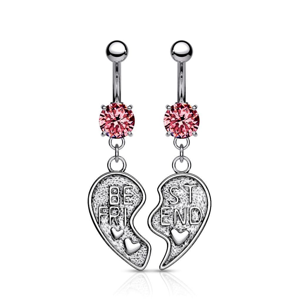 Double piercing do pupíku - srdíčko (růžová) - náhled 1