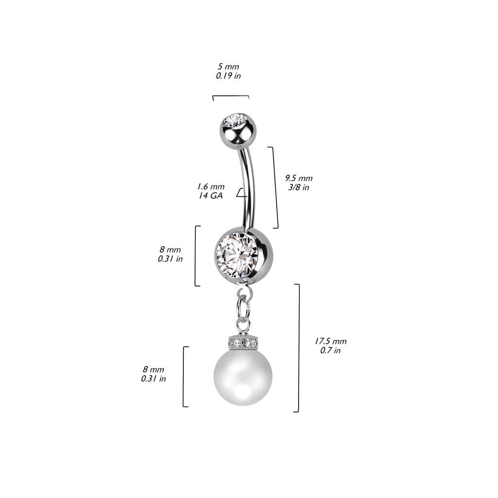 Piercing do pupíku s perličkou - náhled 3