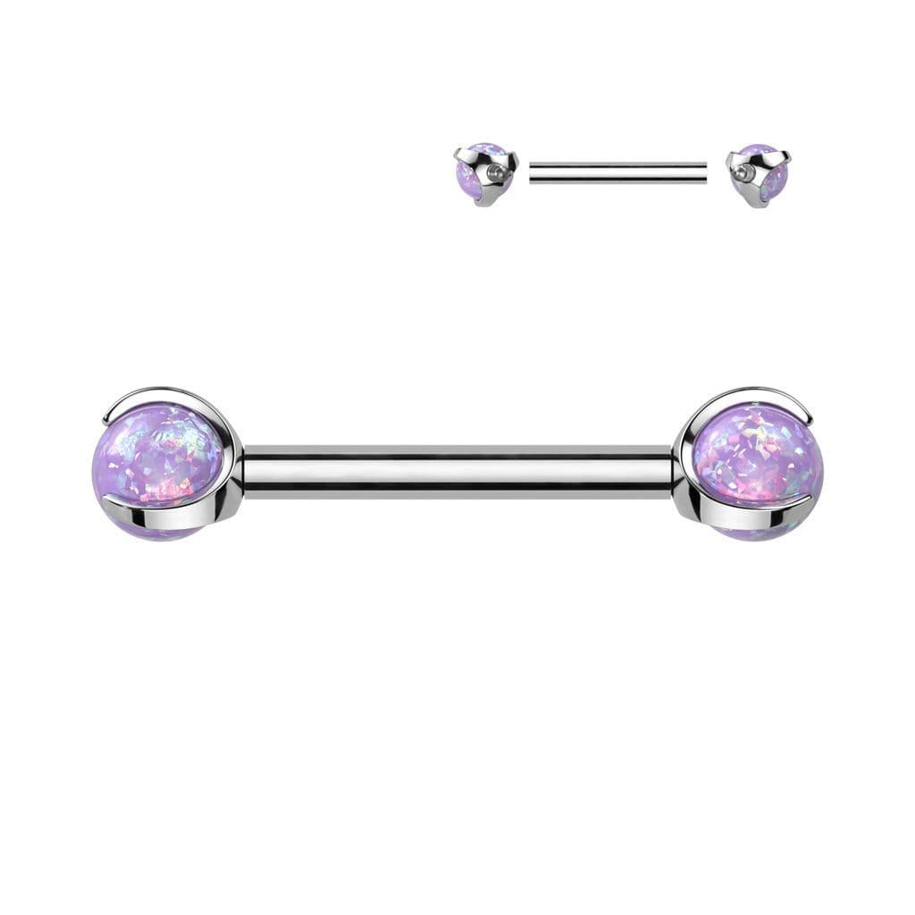 Piercing do bradavky z titanu s opálovými kuličkami (bílý) - náhled 3