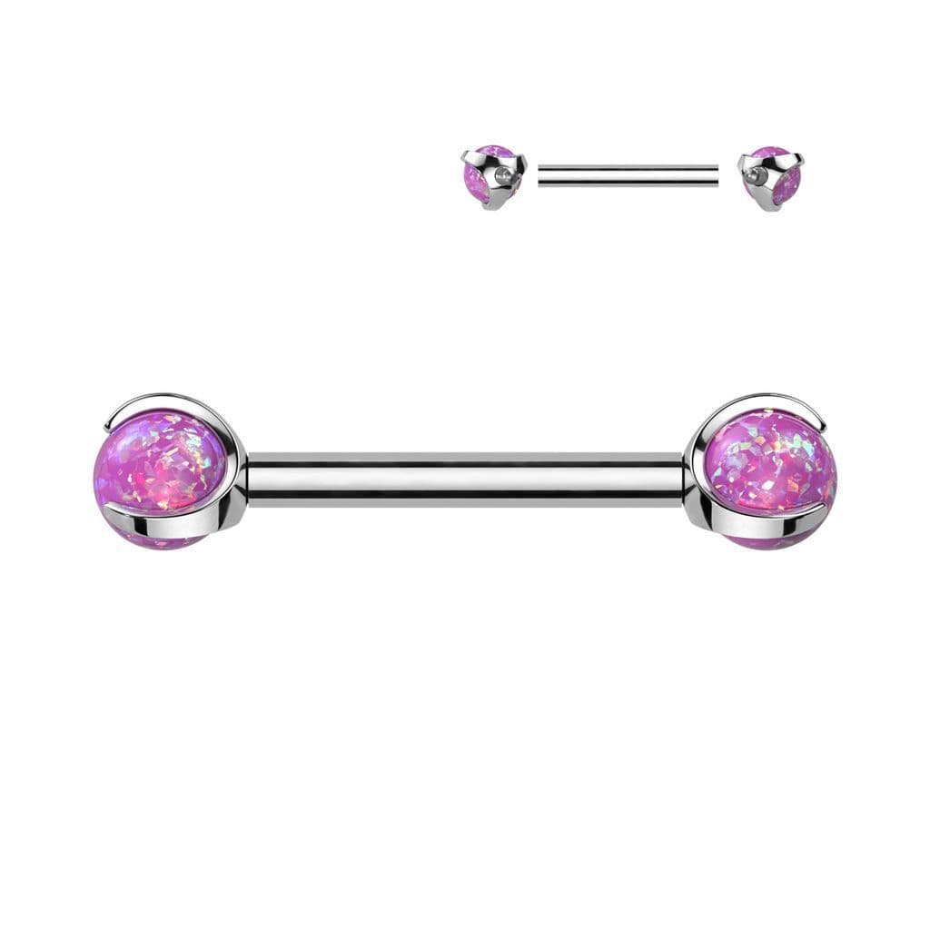 Piercing do bradavky z titanu s opálovými kuličkami (bílý) - náhled 4