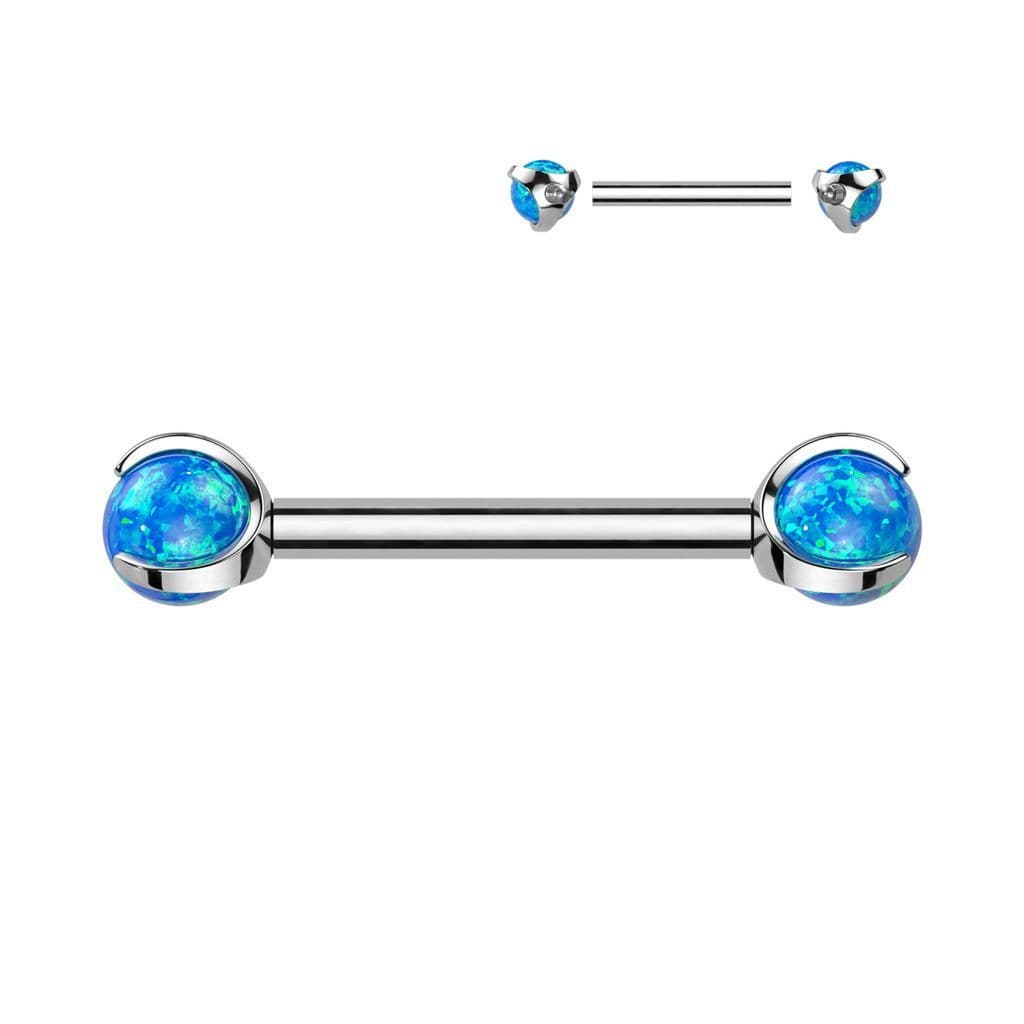 Piercing do bradavky z titanu s opálovými kuličkami (bílý) - náhled 5