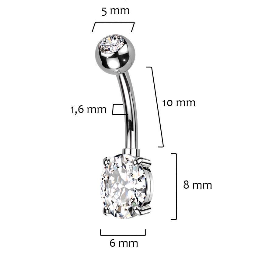 Piercing do pupíku s oválným kamenem (duhový) - náhled 3