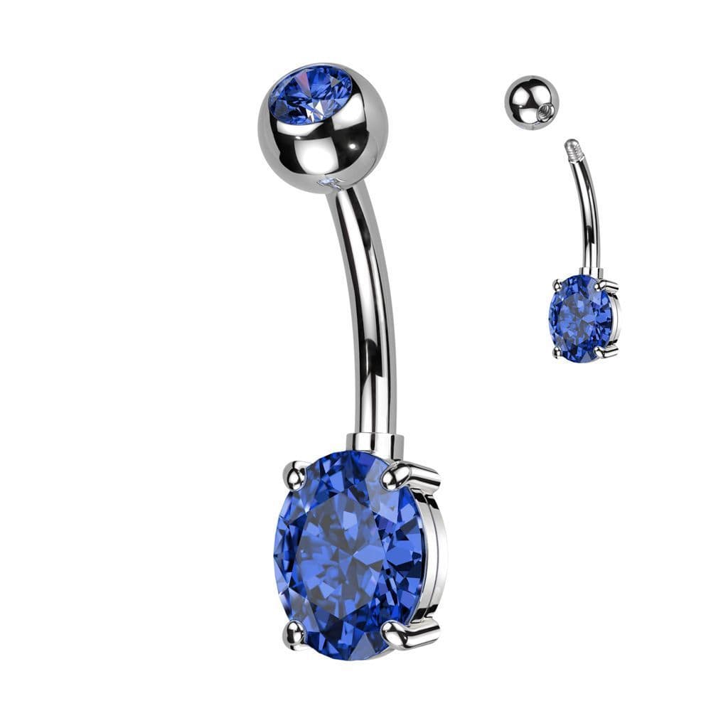 Piercing do pupíku s oválným kamenem (duhový) - náhled 4
