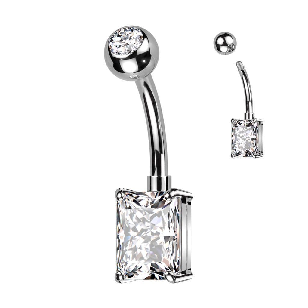 Piercing do pupíku s obdélným kamenem (tyrkysový) - náhled 2