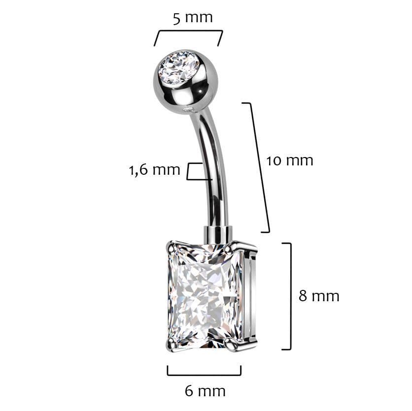 Piercing do pupíku s obdélným kamenem (tyrkysový) - náhled 3