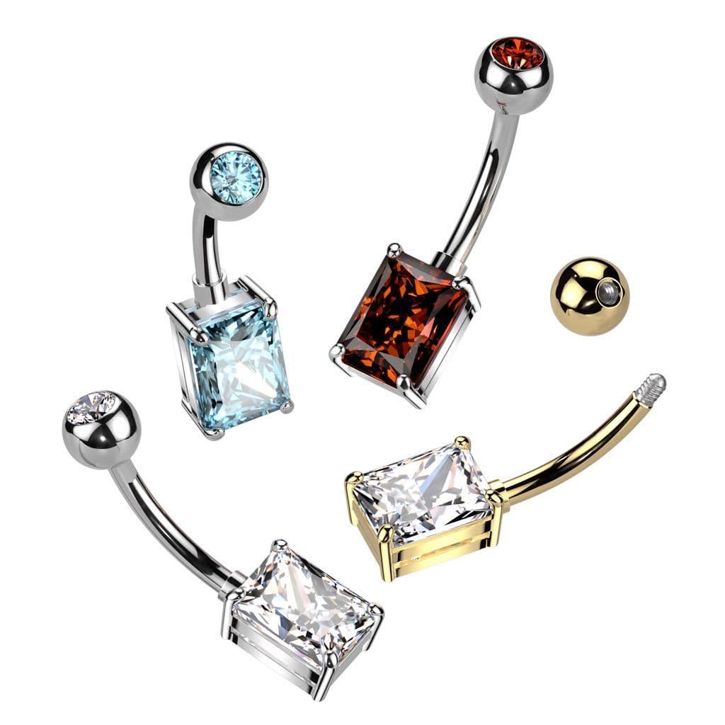 Piercing do pupíku s obdélným kamenem (tyrkysový) - náhled 4