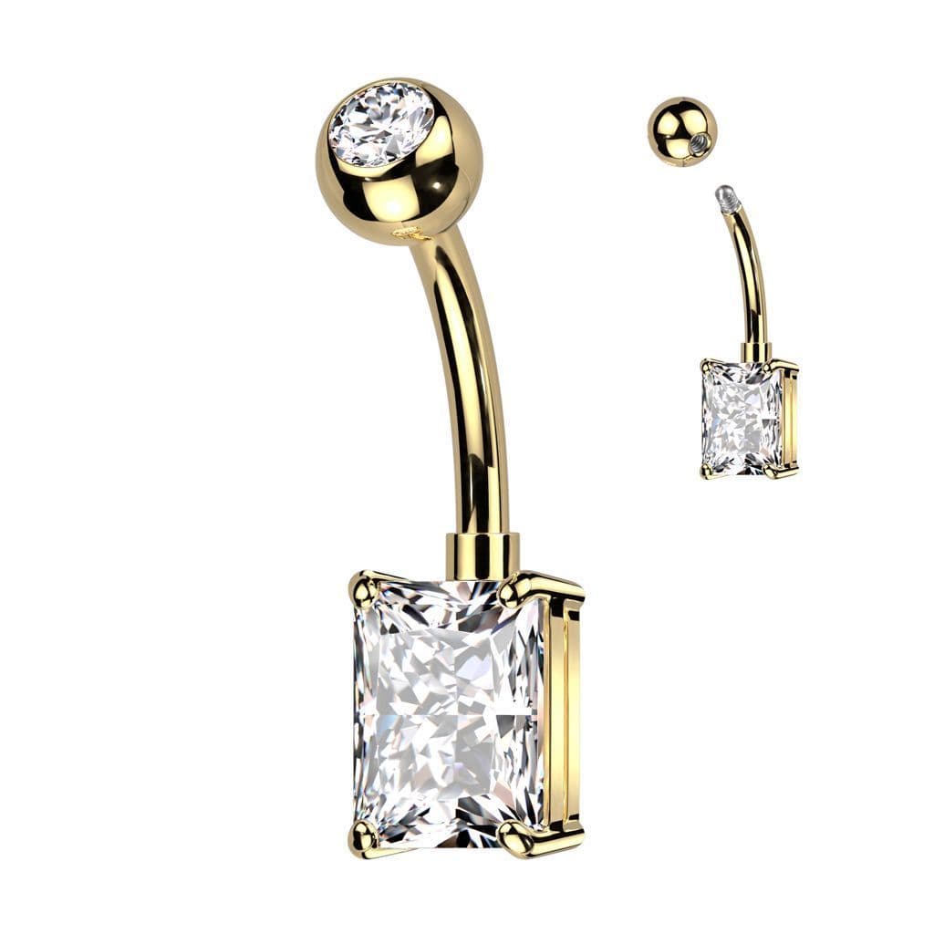 Piercing do pupíku s obdélným kamenem (tyrkysový) - náhled 5