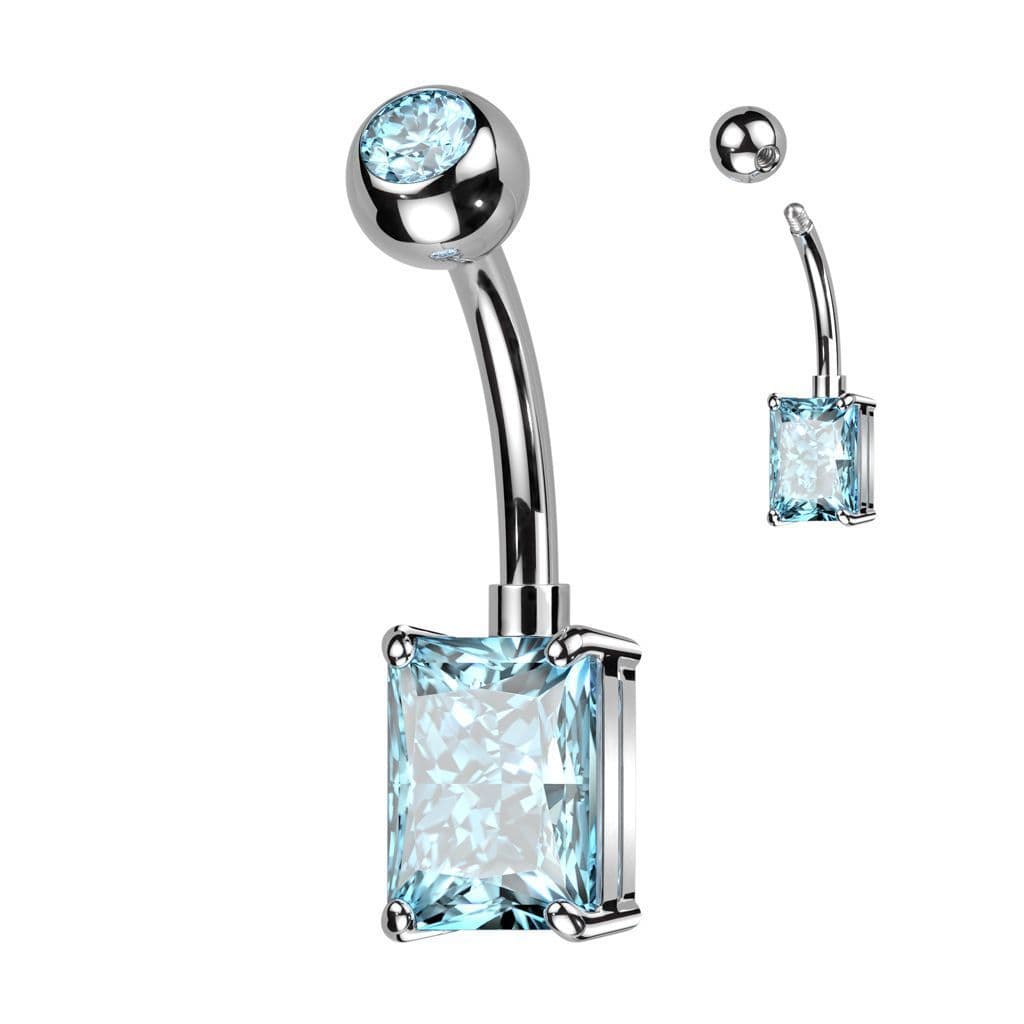 Piercing do pupíku s obdélným kamenem (tyrkysový) - náhled 1
