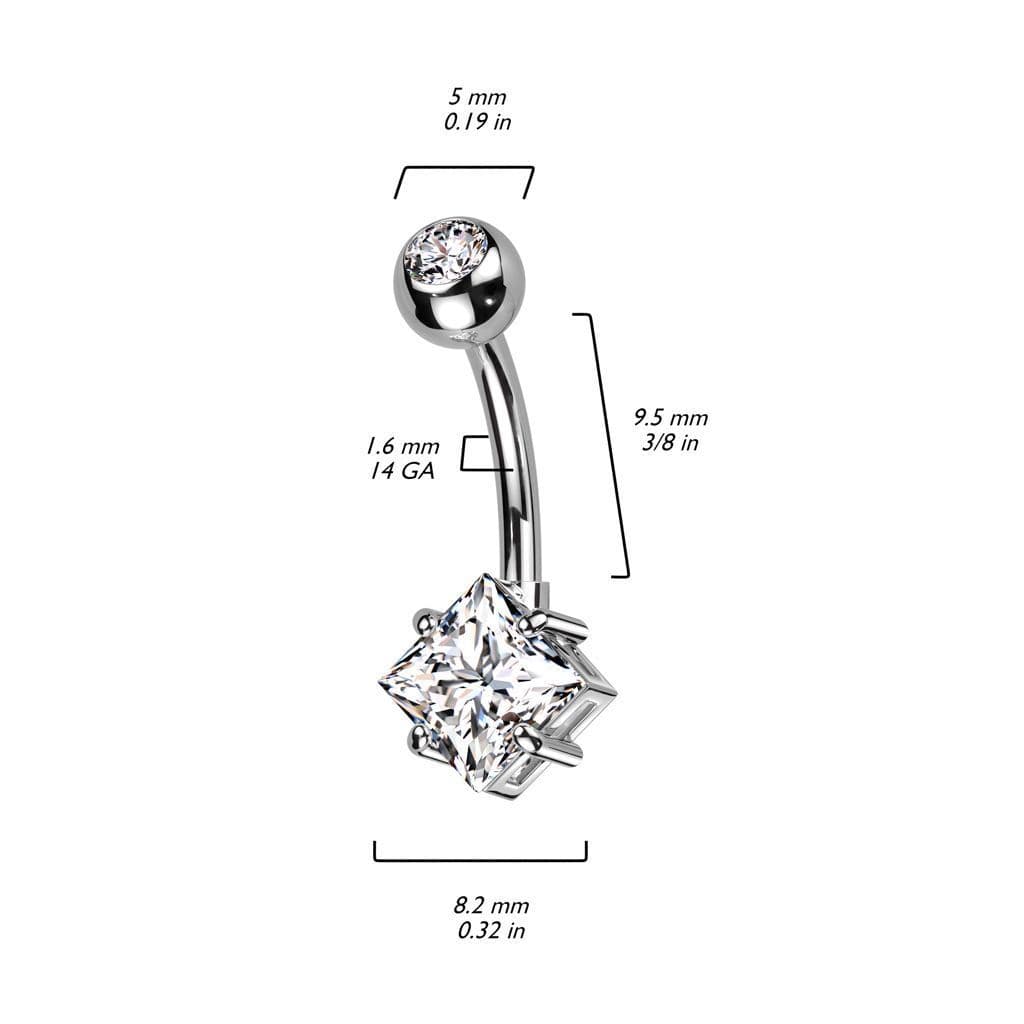 Piercing do pupíku s čtvercovým kamenem (duhový) - náhled 5
