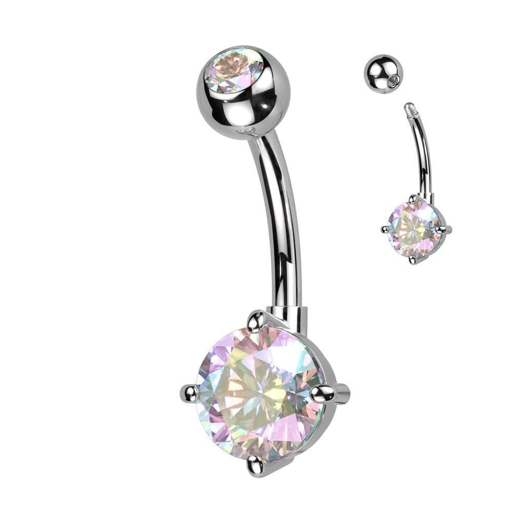 Piercing do pupíku s kulatým kamenem (duhový) - náhled 1