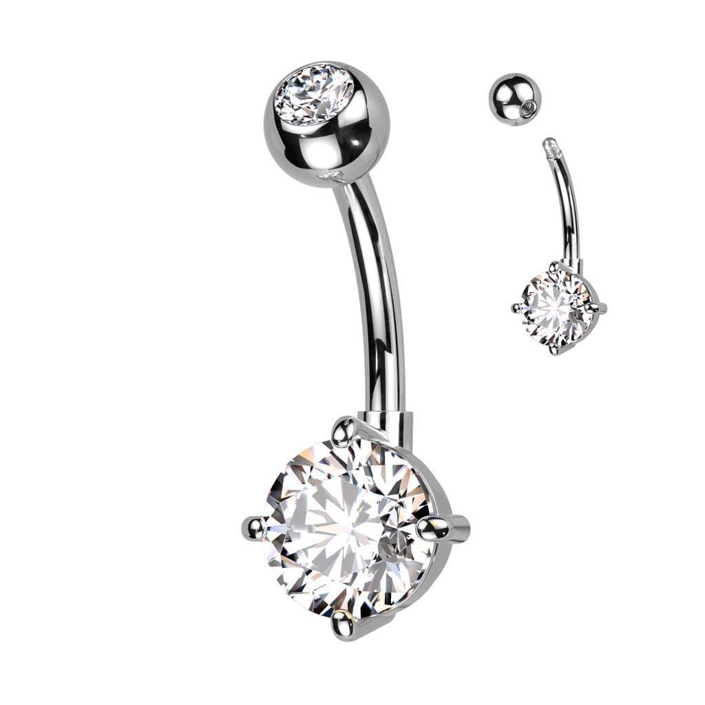 Piercing do pupíku s kulatým kamenem (duhový) - náhled 3