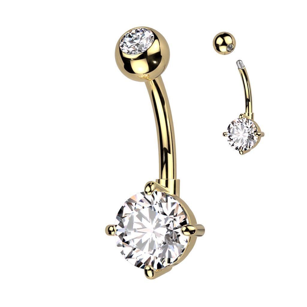 Piercing do pupíku s kulatým kamenem (duhový) - náhled 4