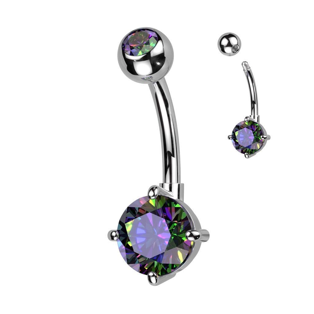 Piercing do pupíku s kulatým kamenem (duhový) - náhled 5