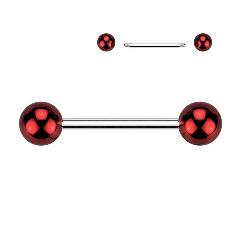 Piercing do jazyka s lesklými kuličkami (fialový) - náhled 3