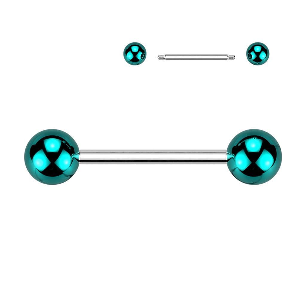 Piercing do jazyka s lesklými kuličkami (fialový) - náhled 5