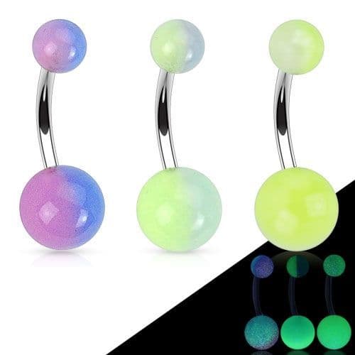 Piercing do pupíku (bílá/zelená) - BA01066-WG - náhled 2