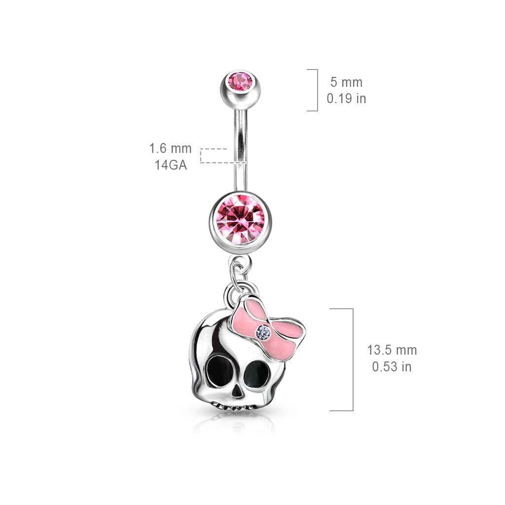 Piercing do pupíku lebka s mašlí HWNAL12776 - náhled 3