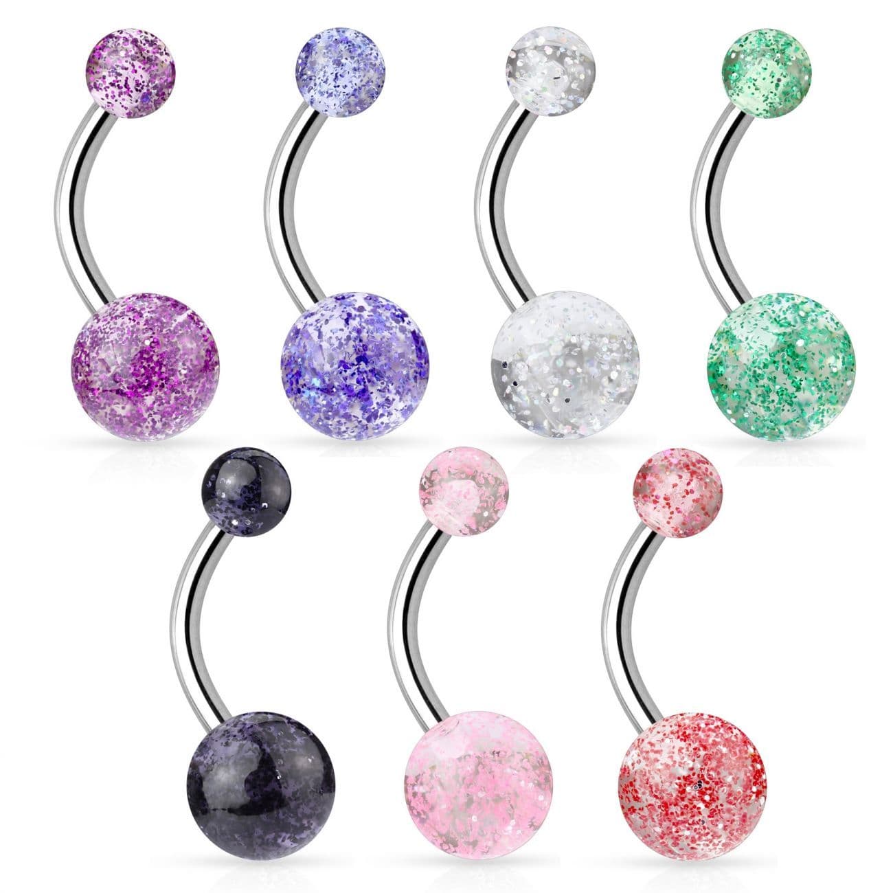Piercing do pupíku - banánek se třpytkami (fialová) - BA01044-A - náhled 3
