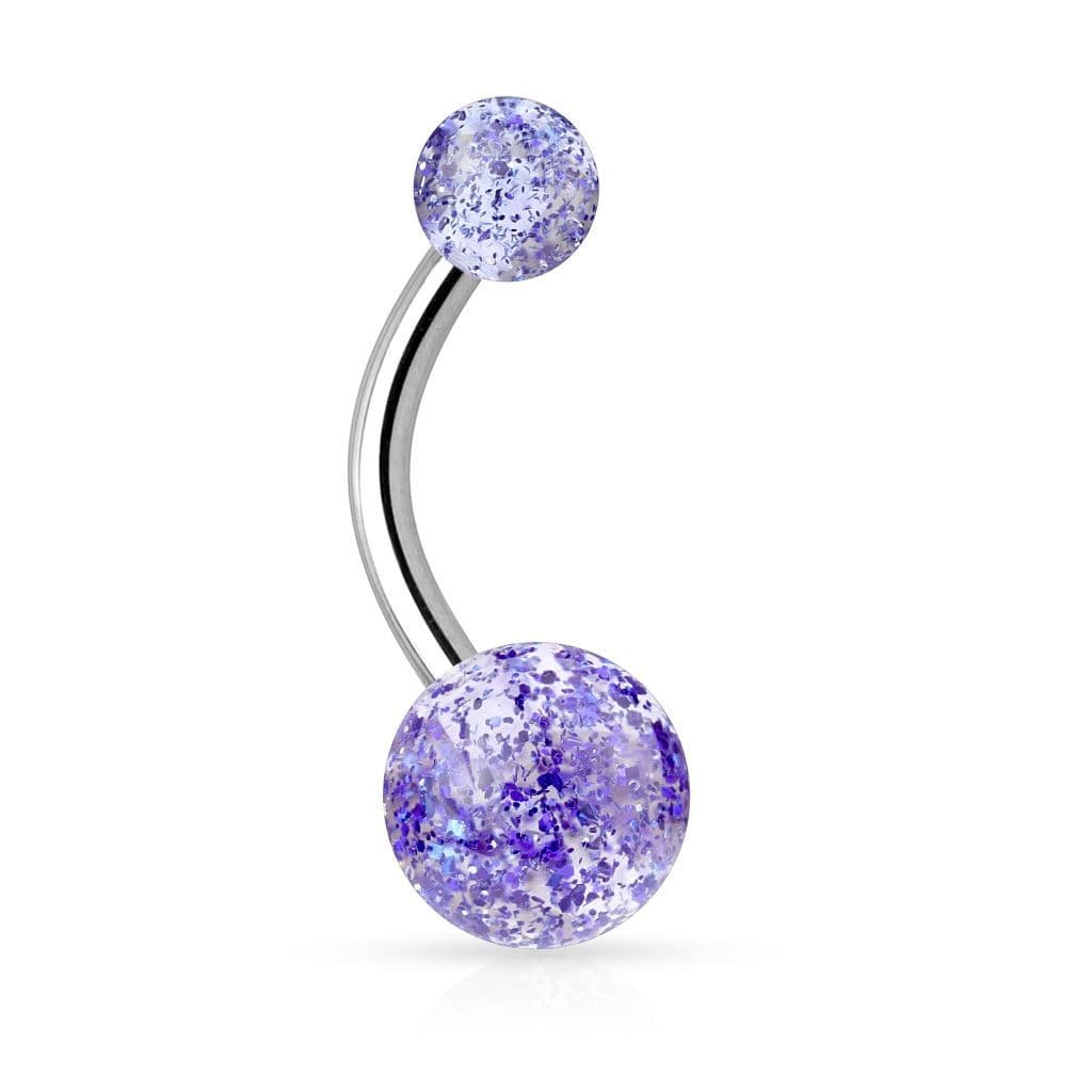 Piercing do pupíku - banánek se třpytkami (fialová) - BA01044-A - náhled 4