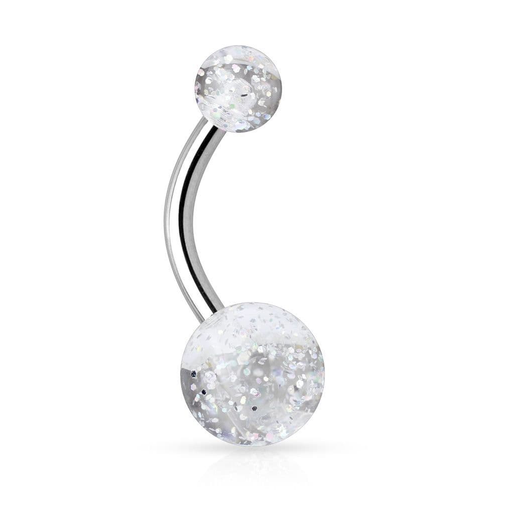 Piercing do pupíku - banánek se třpytkami (fialová) - BA01044-A - náhled 5