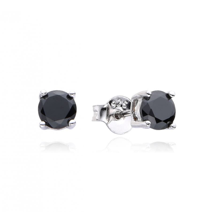 NUBIS Stříbrné náušnice s černými zirkony 5mm - NB-3888-05
