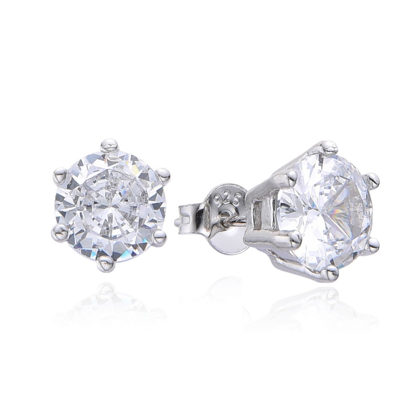 NUBIS Stříbrné náušnice s čirými zirkony 8mm - NB-3894-08