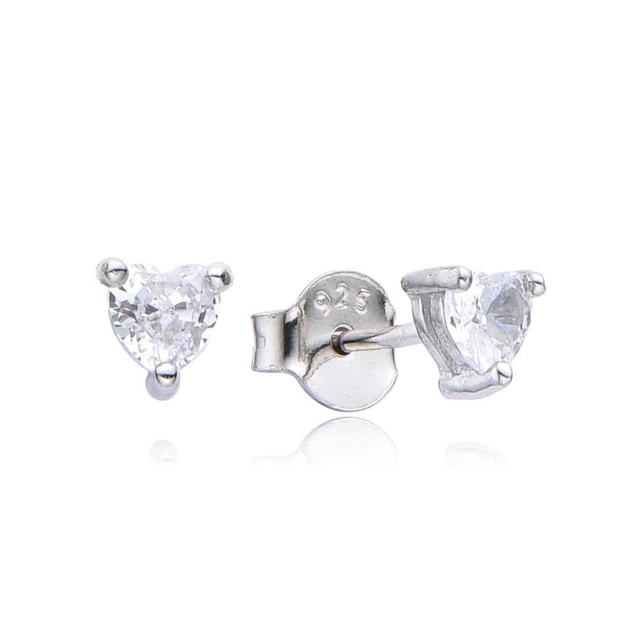 NUBIS Stříbrné náušnice srdíčka se zirkony 4mm - NB-3891-04