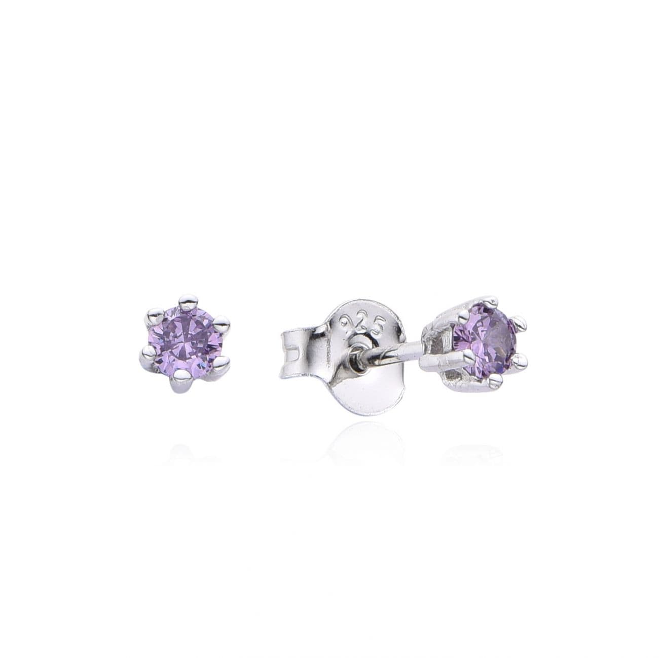 NUBIS Stříbrné náušnice s fialovými zirkony 3mm - NB-3897-03