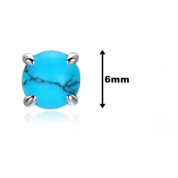 Stříbrné náušnice pecičky s tyrkysem 6 mm - náhled 2