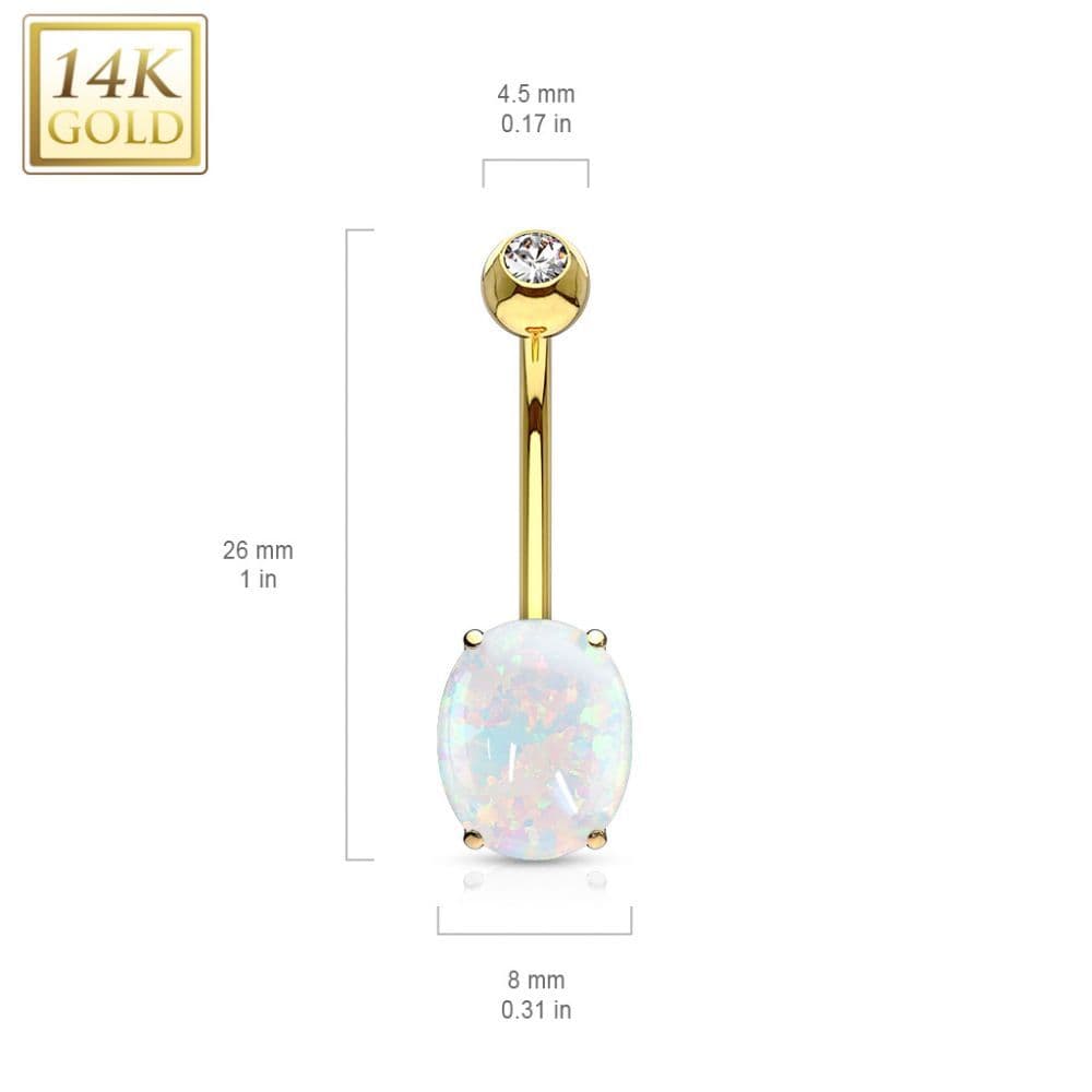 Zlatý piercing do pupíku s opálem, Au 585/1000 - ZL01073-YG - náhled 2