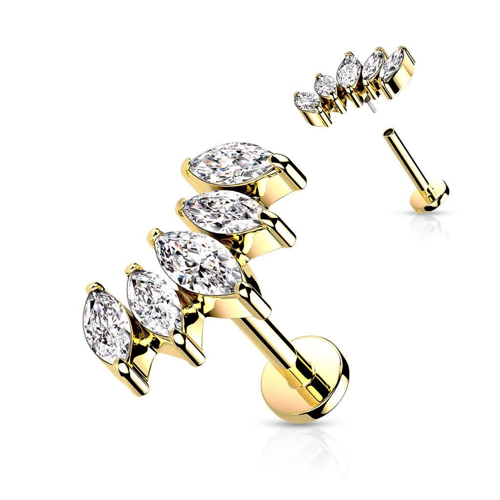 Zlacená labreta / cartilage piercing (1,2 x 6 mm) - LB0041GD-1206
