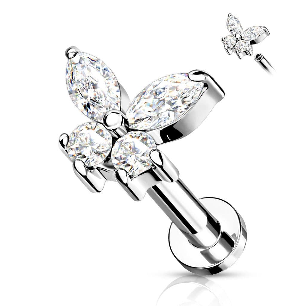 Labreta /  helix / tragus piercing -  motýlek čirý (1,2 x 6 mm) - LB0023C-1206 - náhled 1