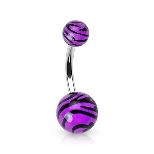 Piercing do pupíku - banánek zebrovaný (bílá) - BA01048-W - náhled 4