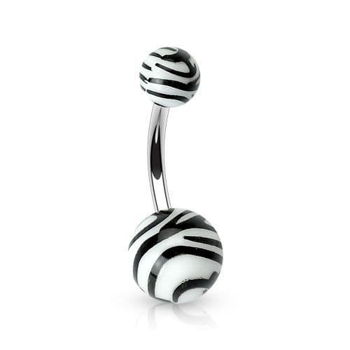 Piercing do pupíku - banánek zebrovaný (bílá) - BA01048-W - náhled 1