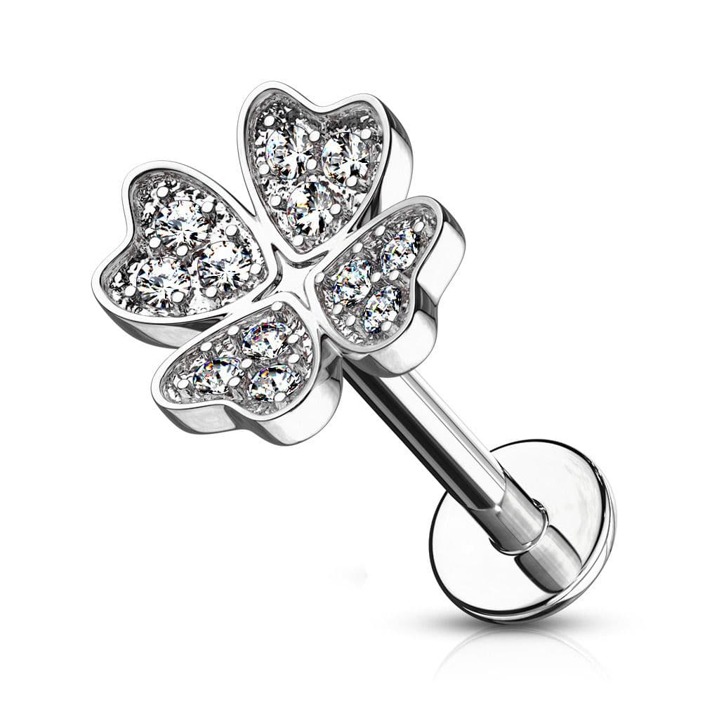 Piercing do brady - labreta čtyřlístek (1,2 x 8 mm) - LB1081-1208