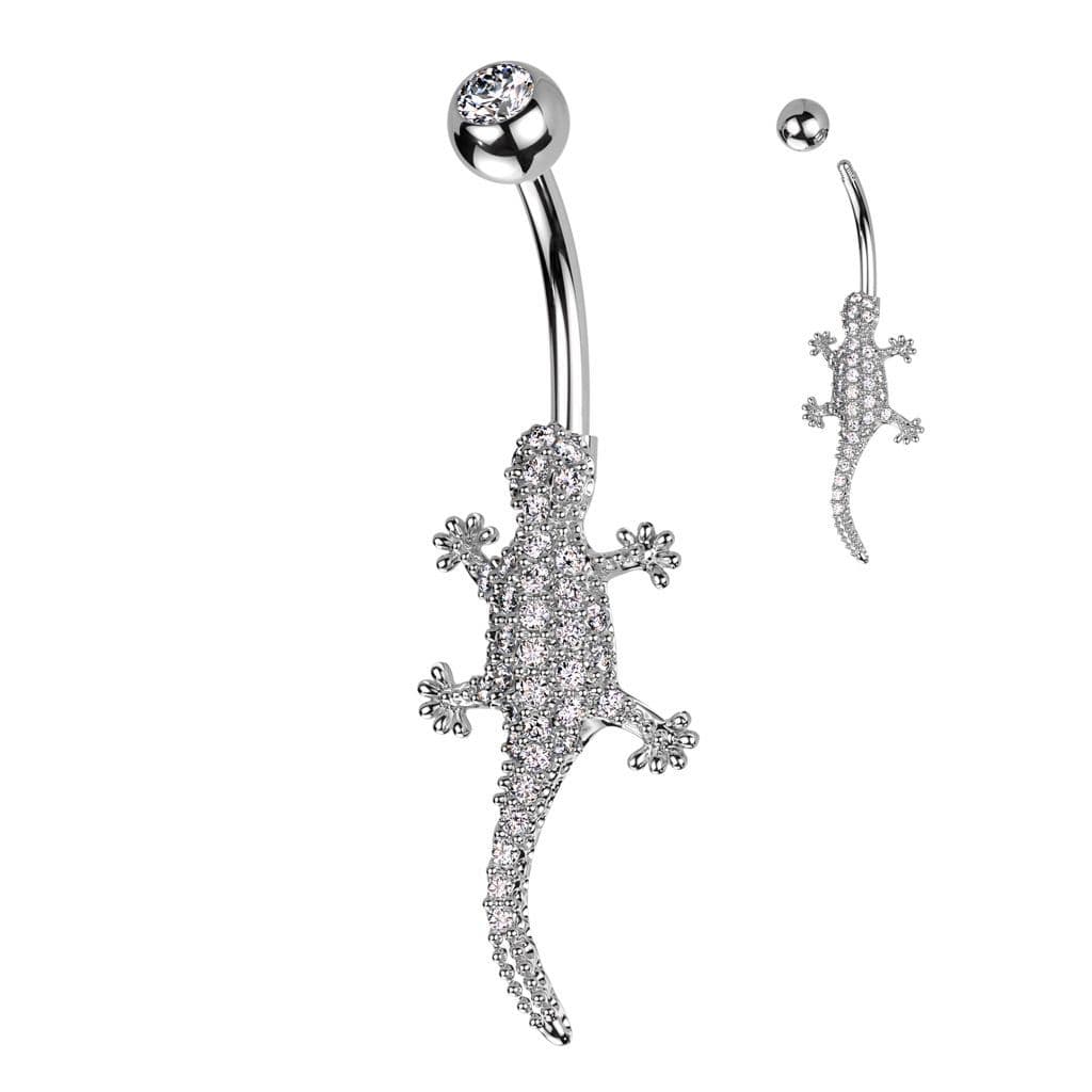 Piercing do pupíku - ještěrka stříbrná - náhled 1