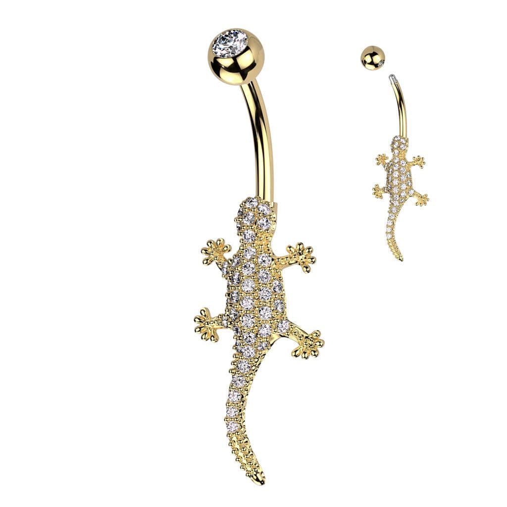 Piercing do pupíku - ještěrka stříbrná - náhled 3