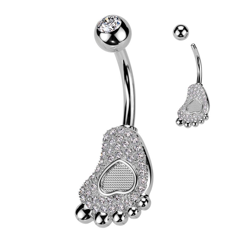 Piercing do pupíku - stopa stříbrná - náhled 1