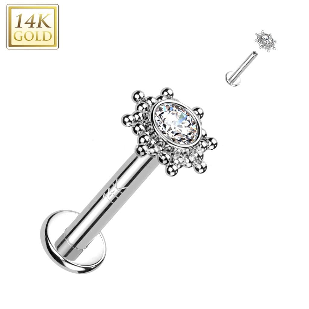 S4U Zlatý piercing do brady - labreta 1,2 x 8 mm, Au 585/1000 - ZL01267-1208